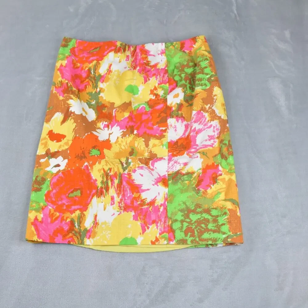 Talbots Skirt Women's 6 Floral Lined Back Zip A-Line